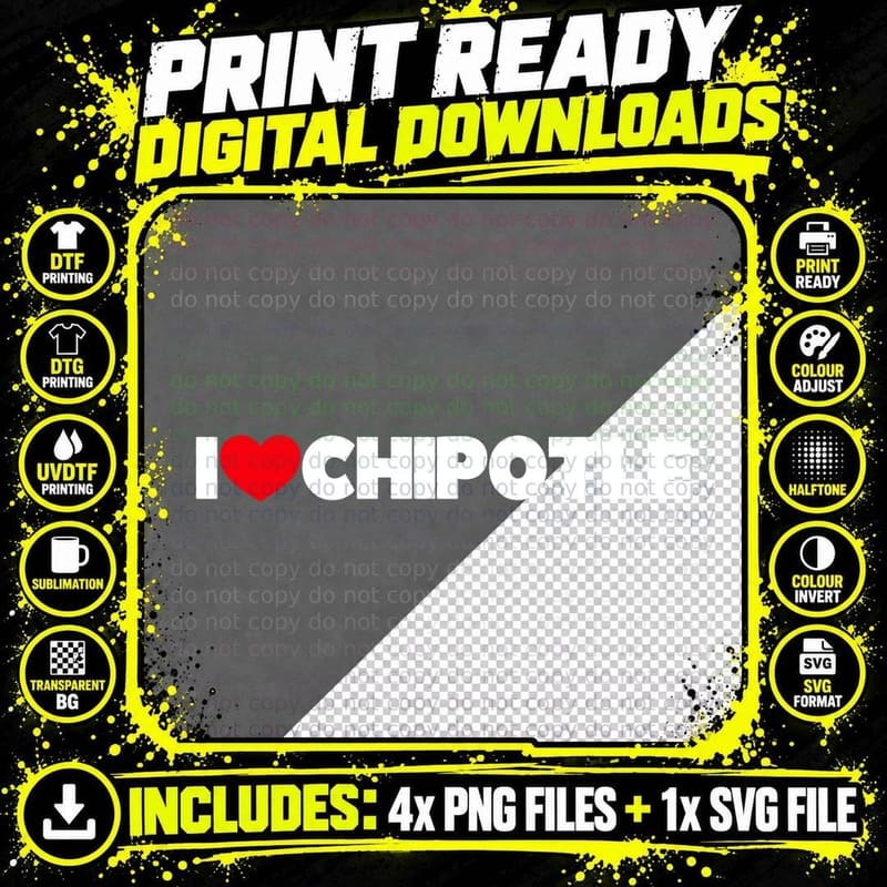 I Love (Heart) Chipotle Pullover Hoodie T-Shirt Png SVG Digital Bundle