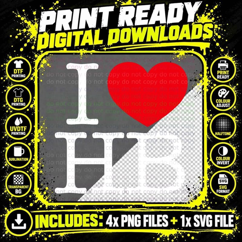 I Love (Heart) HB Pullover Hoodie T-Shirt Png SVG Digital Bundle