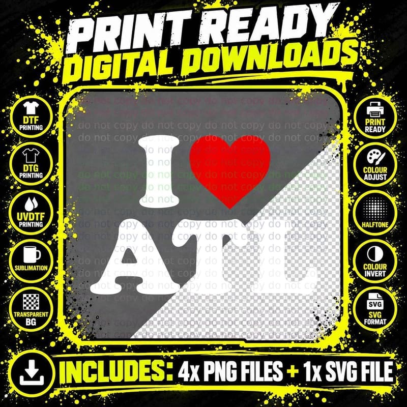 I Love Atlanta ATL - Heart Pullover Hoodie T-Shirt Png SVG Digital Bundle
