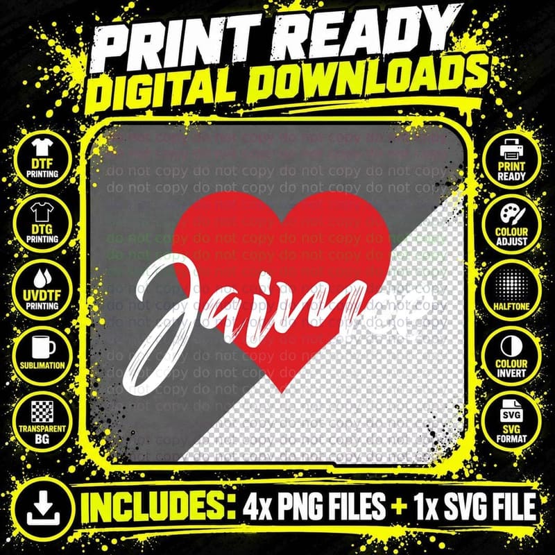 I Love Jaimee First Name Tshirt I Heart Named Pullover Png SVG Digital Bundle