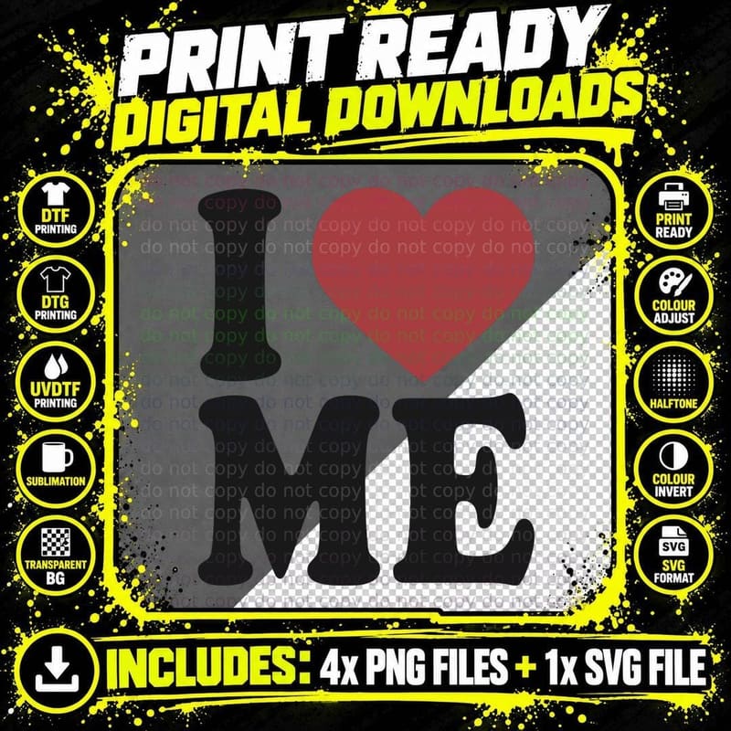 I Love Me I Heart Me Pullover Hoodie T-Shirt Png SVG Digital Bundle