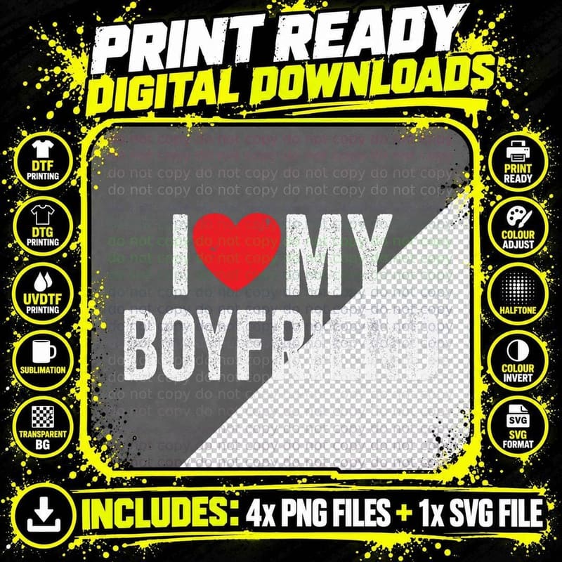 I Love My Boyfriend - I Red Heart My Boyfriend BF Png SVG Digital Bundle