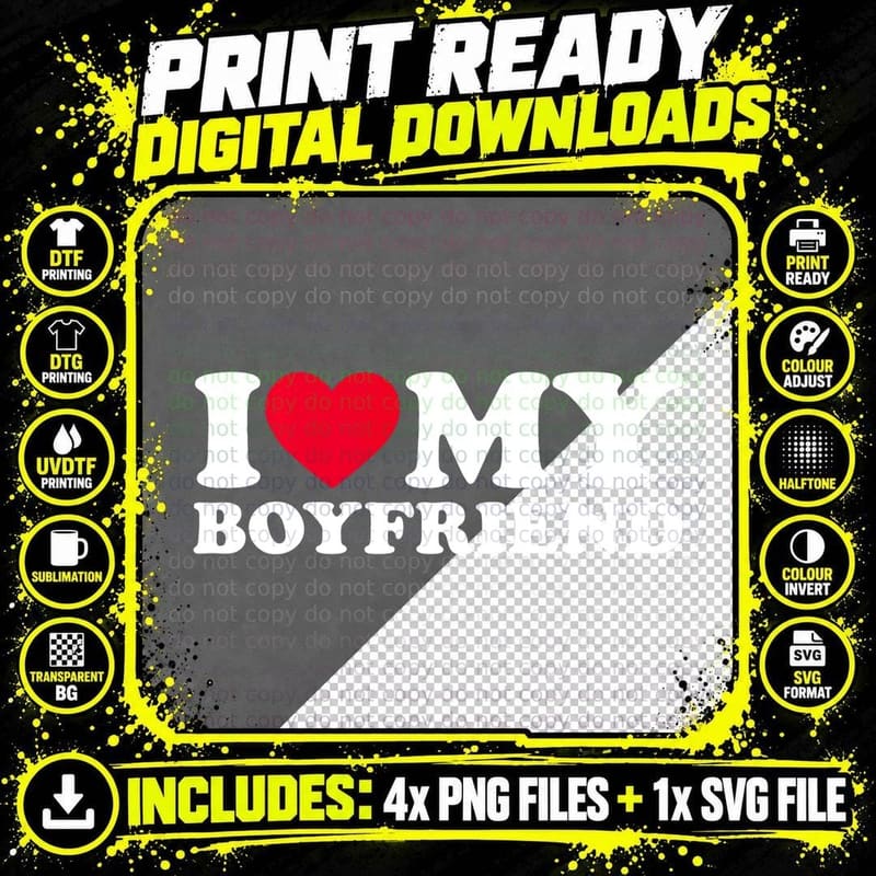 I Love My Boyfriend I Heart My Boyfriend Bf Pullover Png SVG Digital Bundle