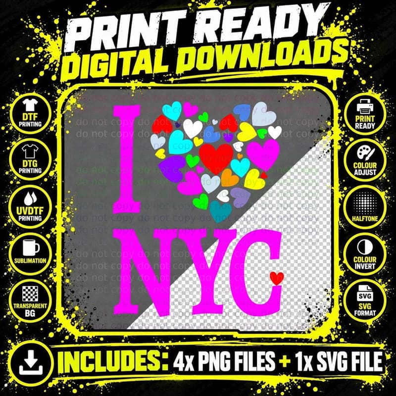 I Love NYC Hoodie Heart Design New York City Gift Png SVG Digital Bundle