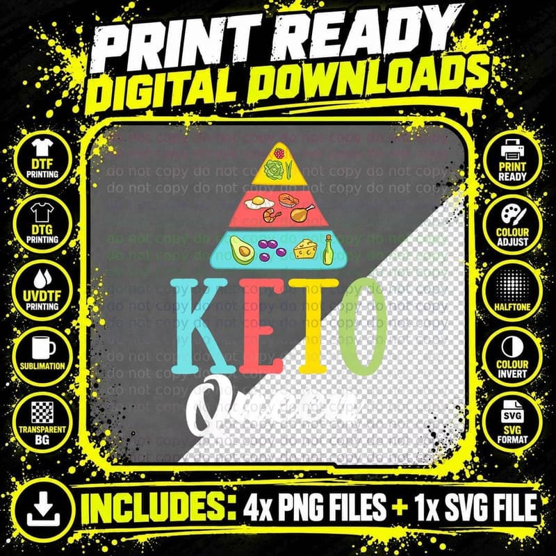 Keto Diet Healthy Food Snacks Meals Nutritionist Png SVG Digital Bundle