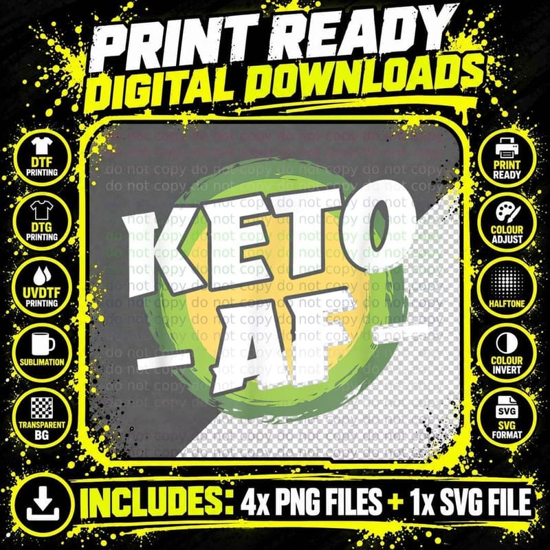 Keto Diet Ketones Ketogenic Diet Low Carbs High Fat Diet Png SVG Digital Bundle