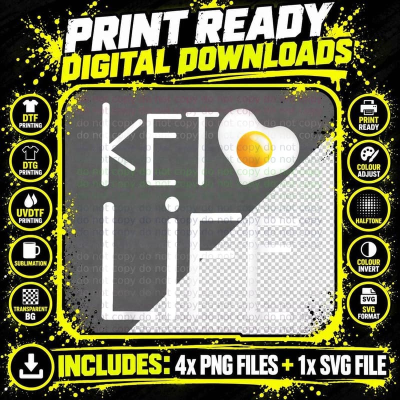 Keto Life Ketogenic Diet Keto Lover Avocado Bacon Diet Png SVG Digital Bundle