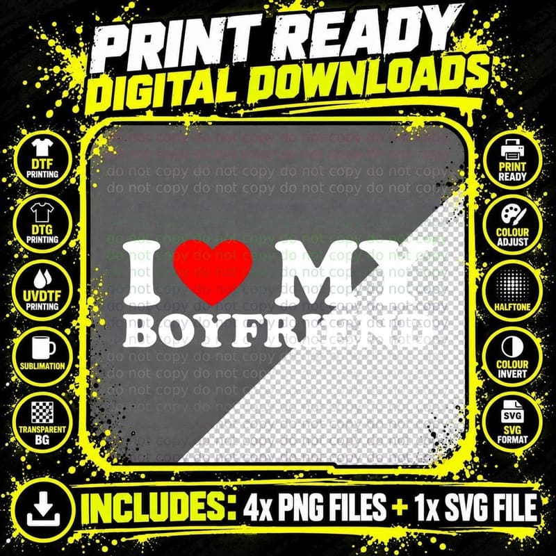 Love My Boyfriend with Red Heart Shirt Png SVG Digital Bundle