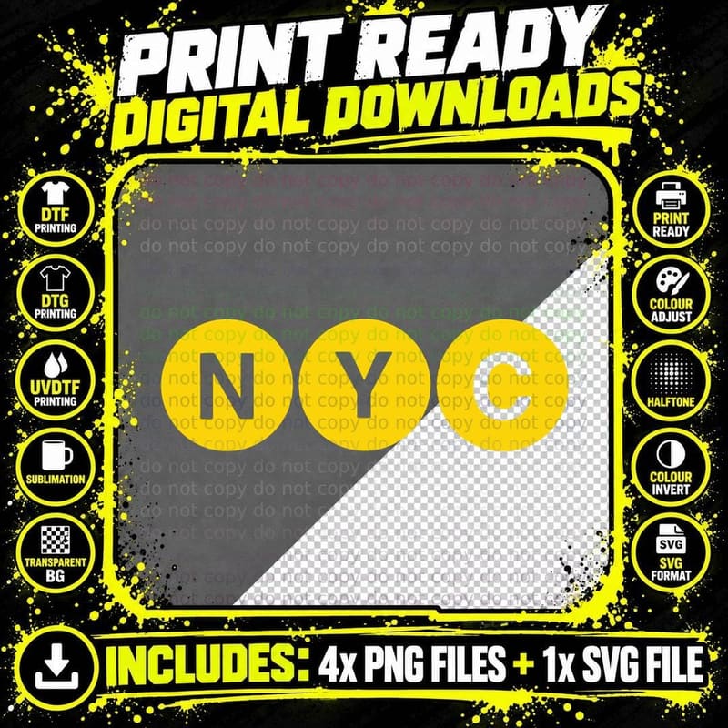 New York City Metro Subway Map Art I Heart Png SVG Digital Bundle