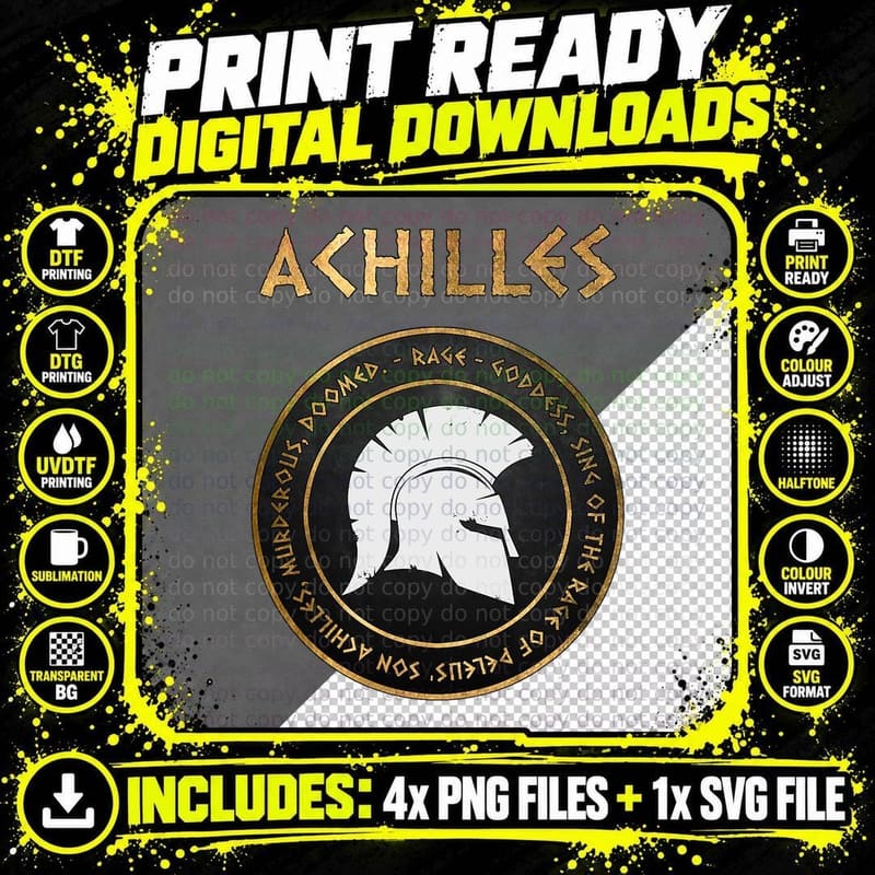 Rage of Achilles Ancient Greek History Homer the Iliad Png SVG Digital Bundle