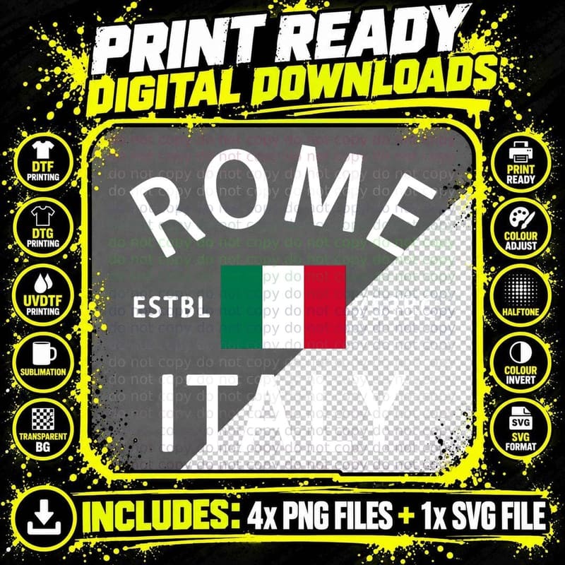 Roma Italia Souvenir - Rome Italian History - Rome Italy Png SVG Digital Bundle