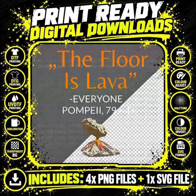 The Floor Is Lava for History Lovers and Teachers T-Shirt Png SVG Digital Bundle