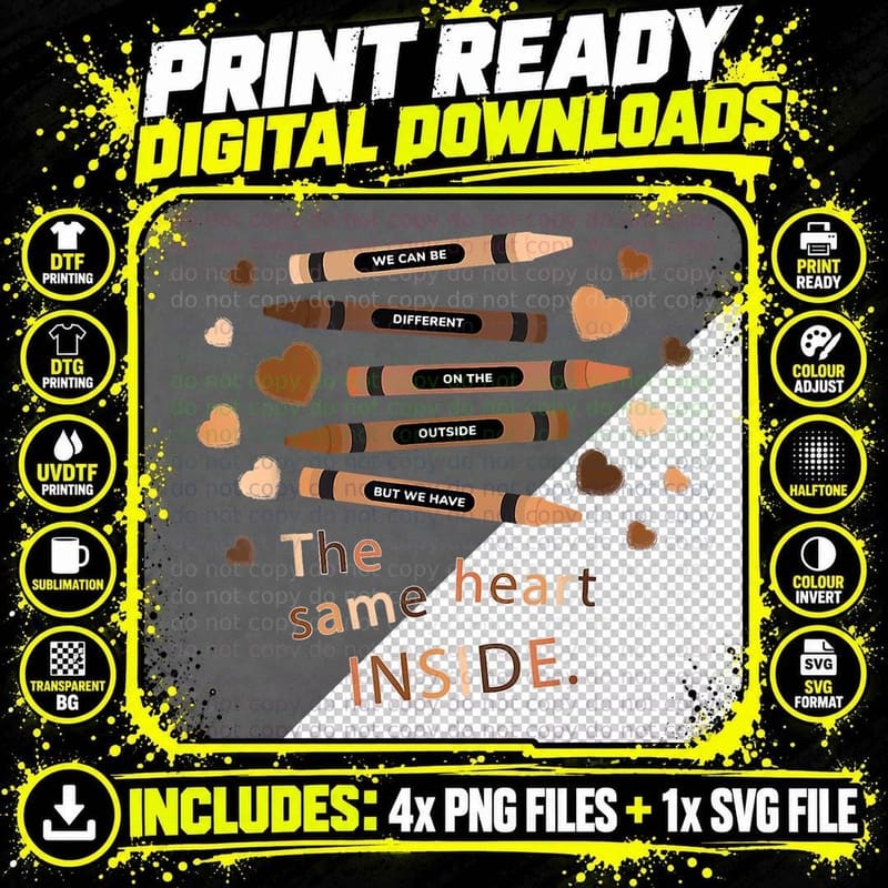 The Same Heart Inside - History Month Black Lives Matter Png SVG Digital Bundle