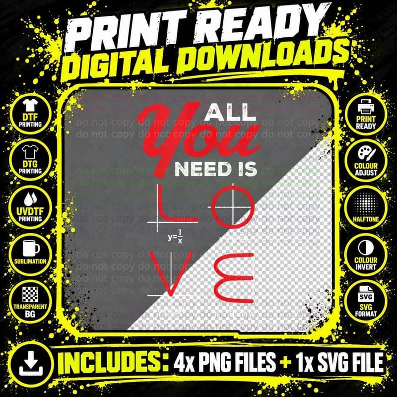 All You Need Is Love Math Pun Math Lover Nerds Png SVG Digital Bundle