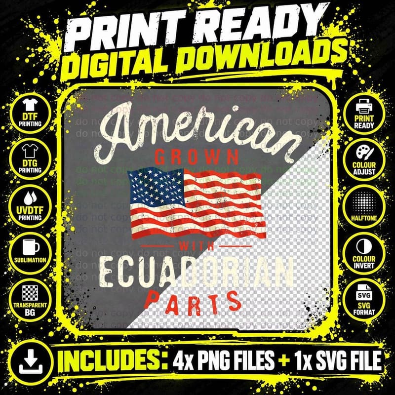 American Grown with Ecuadorian Parts Patriotic Png SVG Digital Bundle