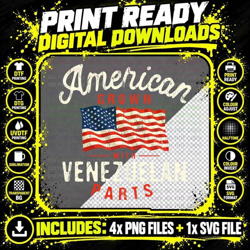 American Grown with Venezuelan Parts Patriotic Png SVG Digital Bundle