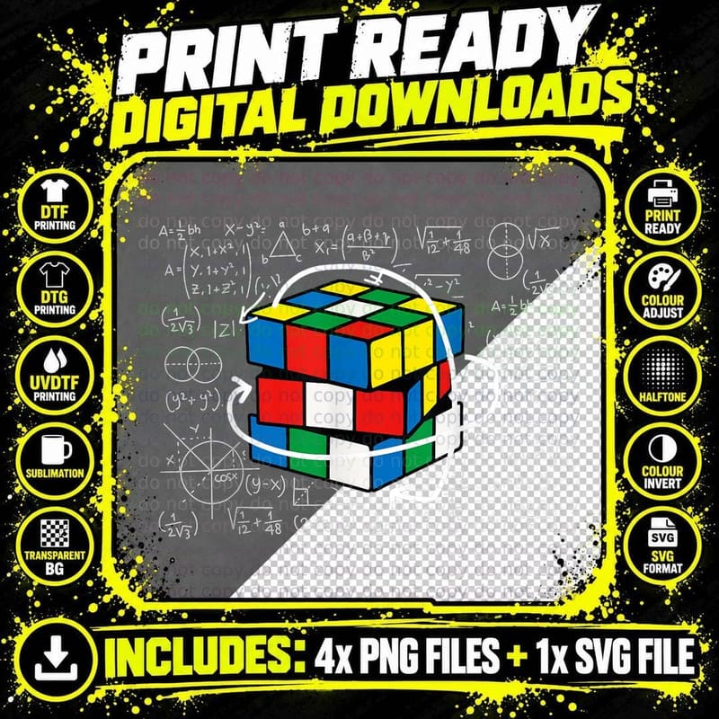 Competitive Puzzle Cube Math Lovers Speed Cubing T-Shirt Png SVG Digital Bundle