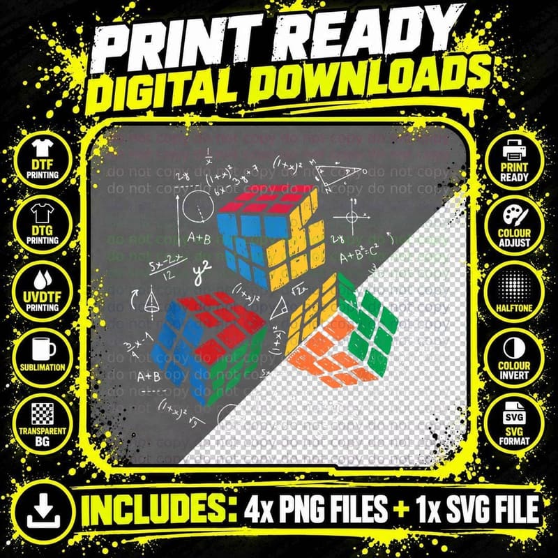Cool Math Rubik Rubix Rubics Player Cube Math Lovers Png SVG Digital Bundle