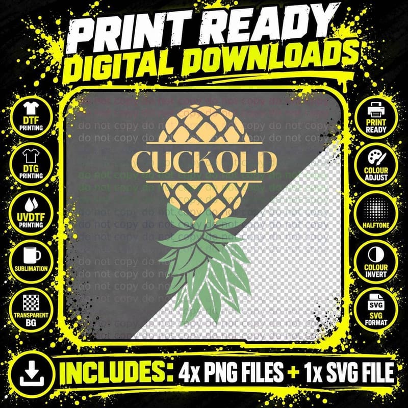 Cuckold Upside Down Pineapple Swingers Png SVG Digital Bundle