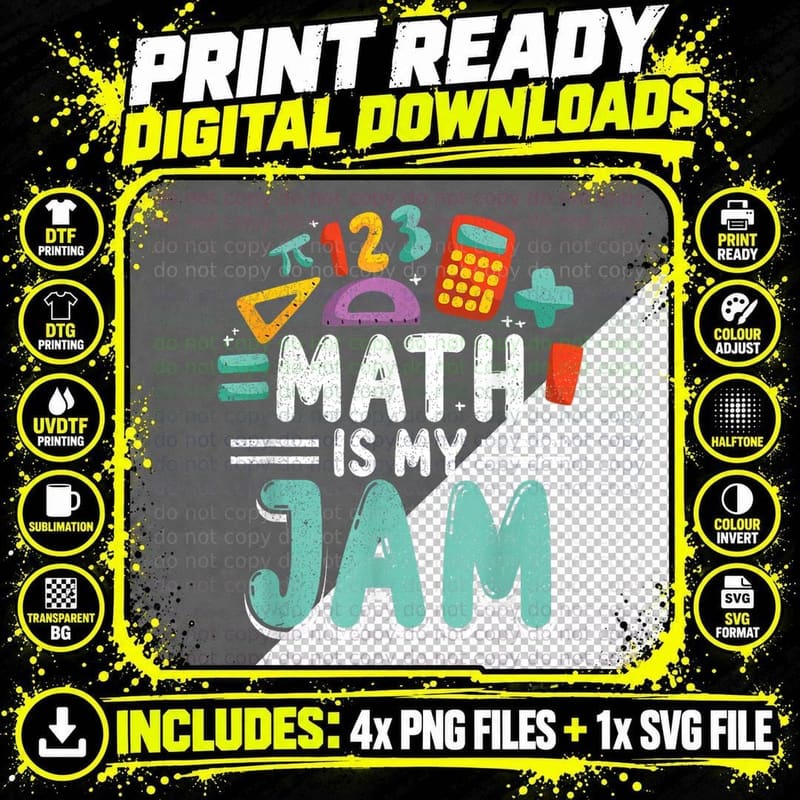 Cute Math Is My Jam Mathematician Calculus T-Shirt Png SVG Digital Bundle