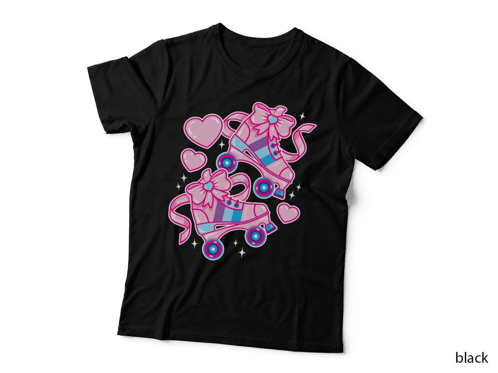 Cute Pink Roller Skates, Bows and Hearts for Princess Party T-Shirt