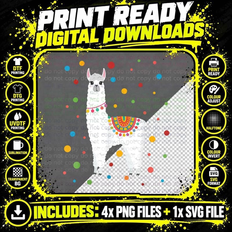 Dot Day Shirt Polka Dots Dotted Llama Kid Girls Youth Png SVG Digital Bundle