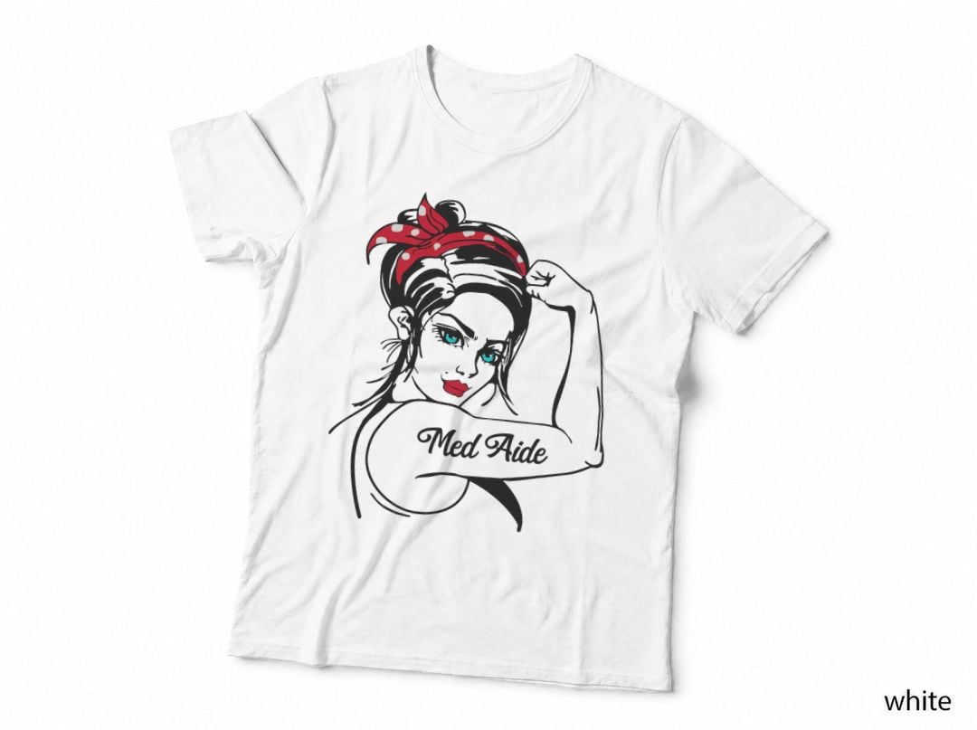 Female Med Aide Rosie the Riveter Pin up Girl T-Shirt