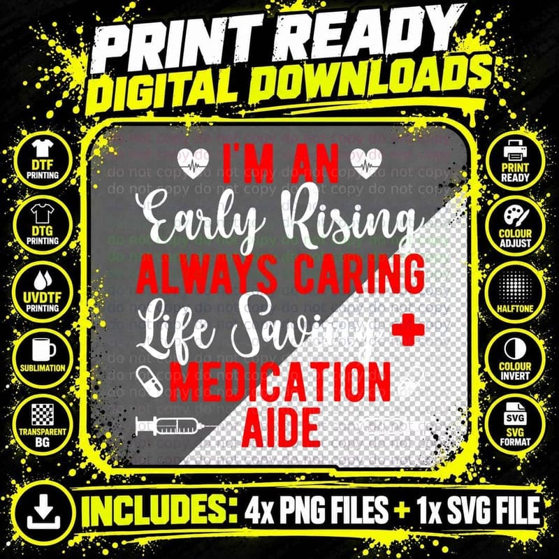 I'm a Medication Aide Med Aide Medication Aides Png SVG Digital Bundle