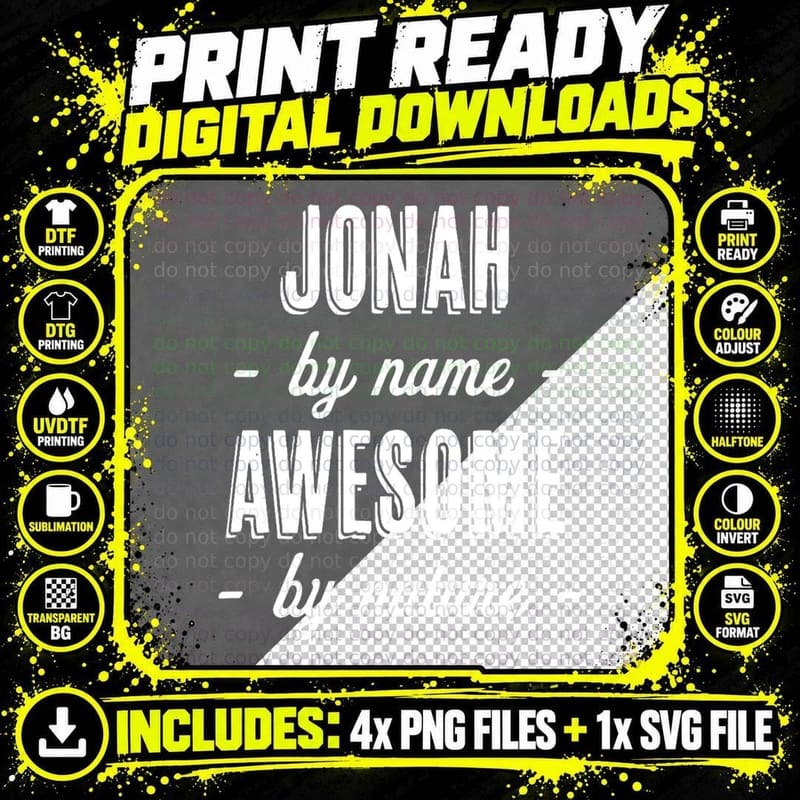 JONAH by Name - Awesome by Nature Gift Adults Boys Youth Png SVG Digital Bundle