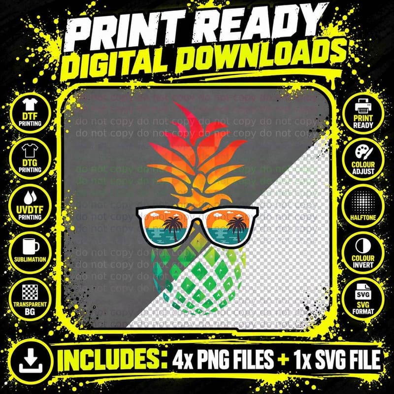 Life Is Really Good Pineapple Sunglasses Aloha Beaches Png SVG Digital Bundle