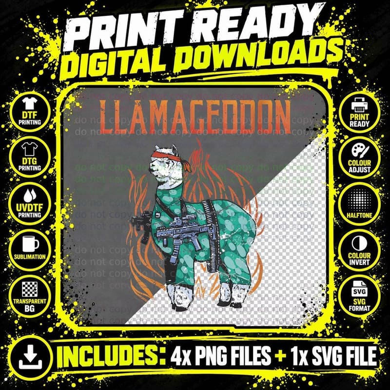 Llamageddon Alpaca Llama Lover, Princess T-Shirt Png SVG Digital Bundle