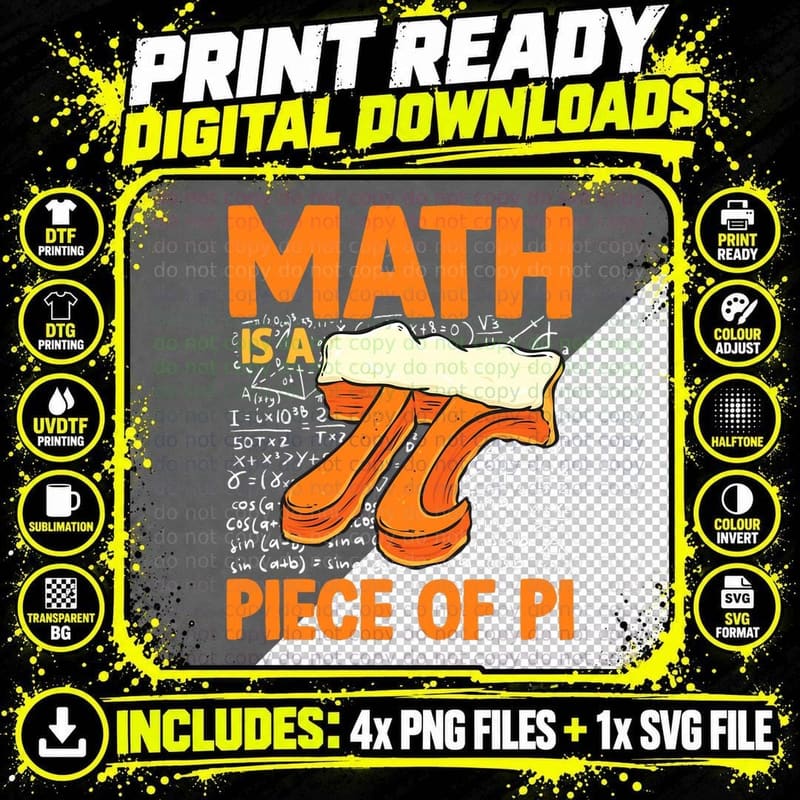 Math Is a Piece of Pi 314 Pie Day Math Happy Pi Day Png SVG Digital Bundle
