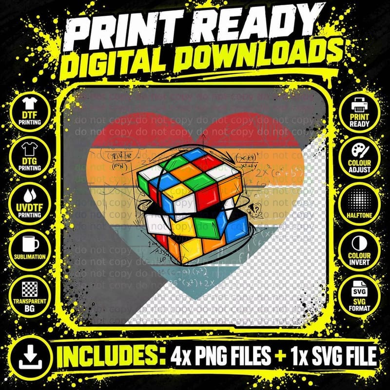 Math Speed Cubing Puzzle Lover Cube T-Shirt Png SVG Digital Bundle