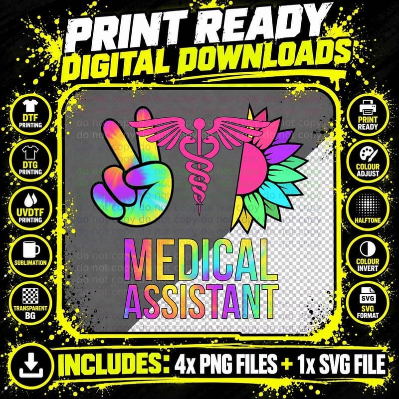 Medical Assistant Caduceus Med Assistant T-Shirt Png SVG Digital Bundle
