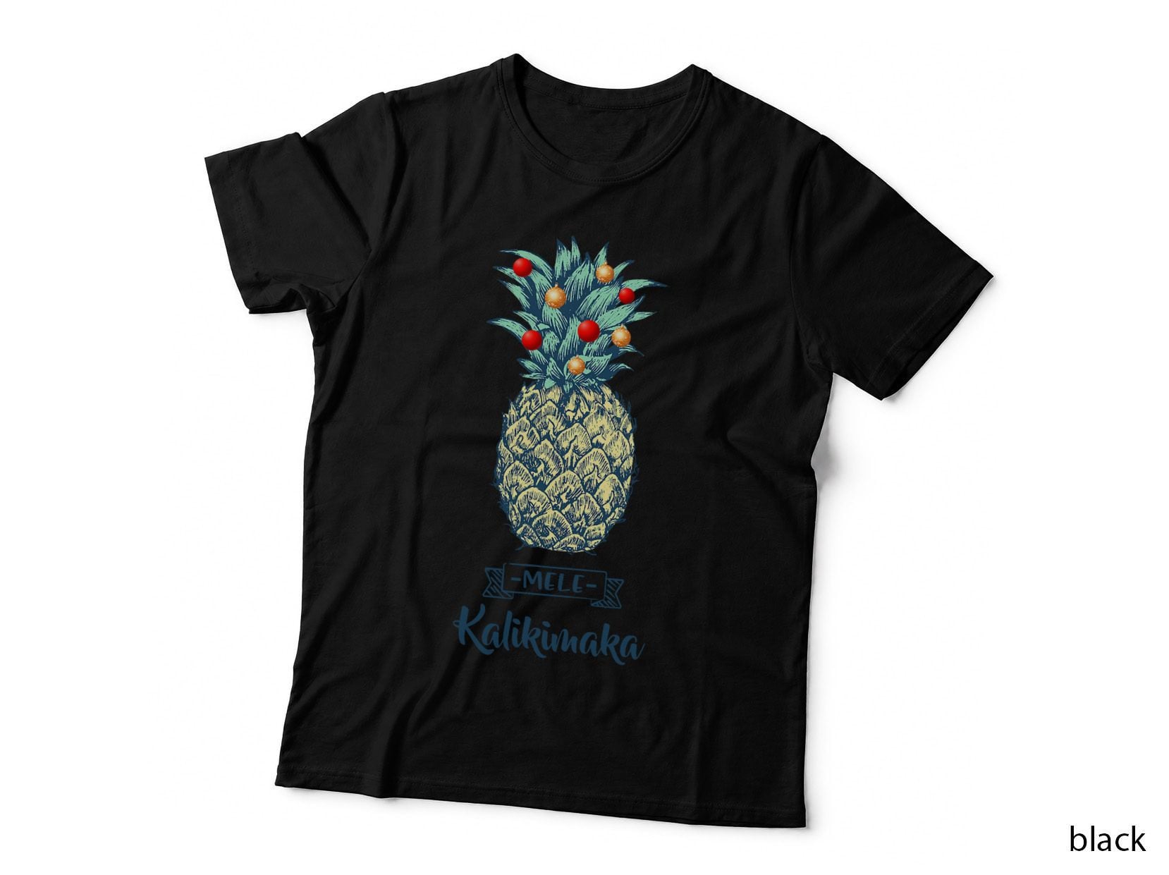 Mele Kalikimaka T Shirt X-Mas Hawaii Pineapple Decoration T-Shirt
