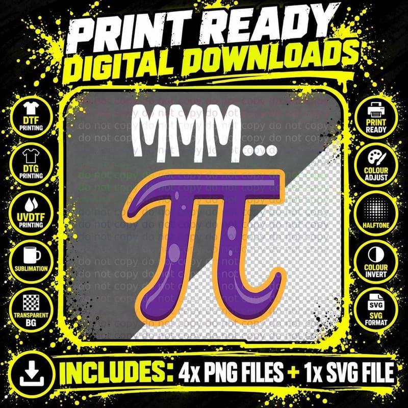 Mmm Pie Math Pi Day T-Shirt Png SVG Digital Bundle