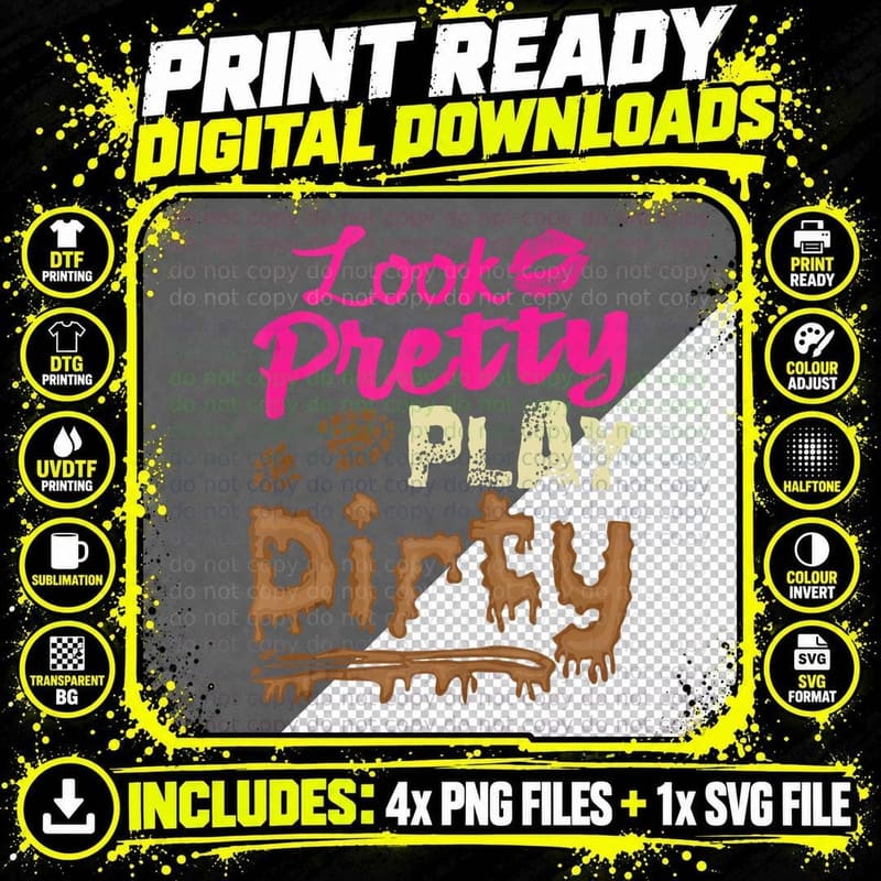 Mud Run Princess Look Pretty Play Dirty Team Girls ATV Png SVG Digital Bundle
