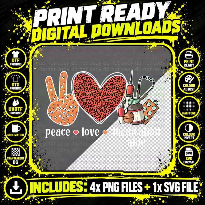 Peace Love Medication Aide Med Aide Medication Aides Png SVG Digital Bundle
