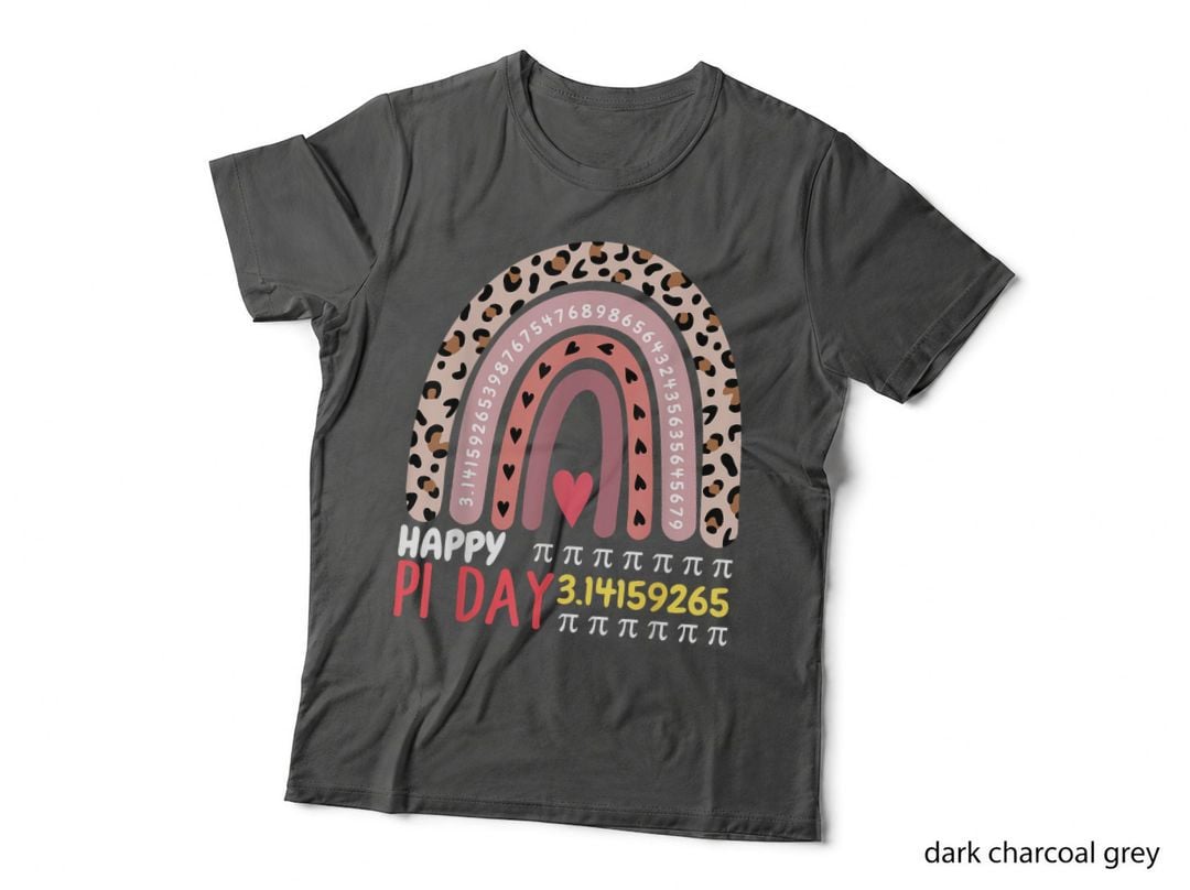 Pi Day Theme Spiral Pi Math Design 3.14 Leopard Rainbow T-Shirt
