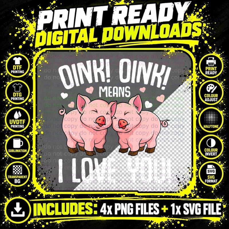 Pig Oink Women Kids Girls T-Shirt Png SVG Digital Bundle