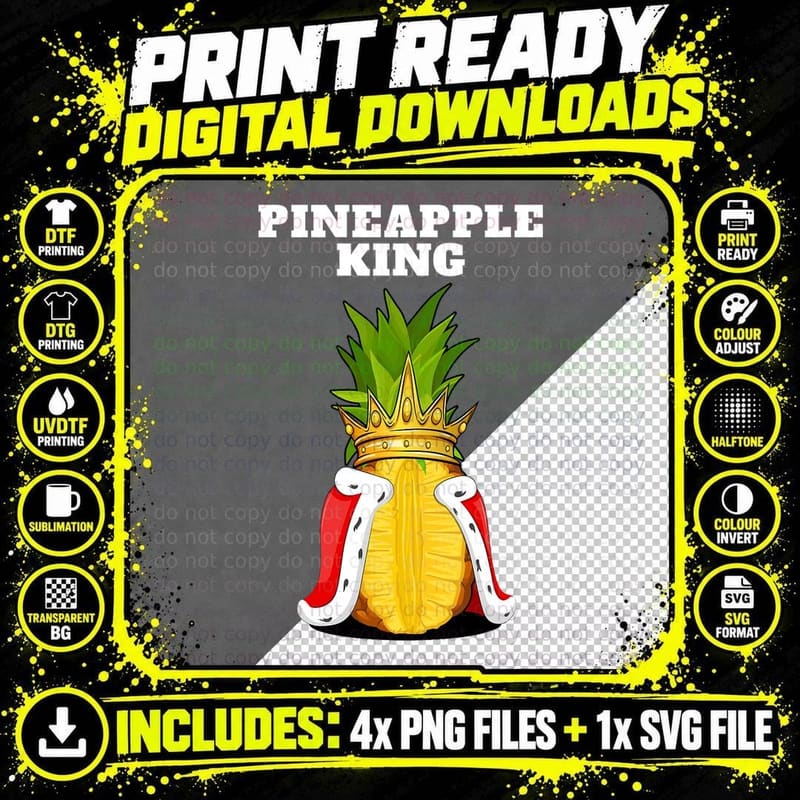 Pineapple King Mens Pineapple Lover Cute Pineapple Png SVG Digital Bundle