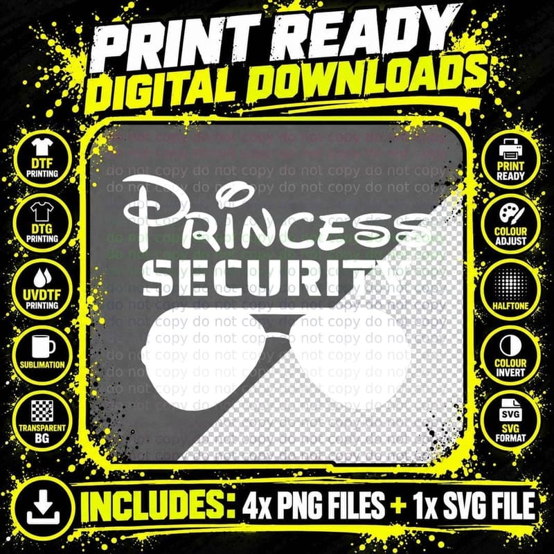 Princess Security Text Design T-Shirt Png SVG Digital Bundle