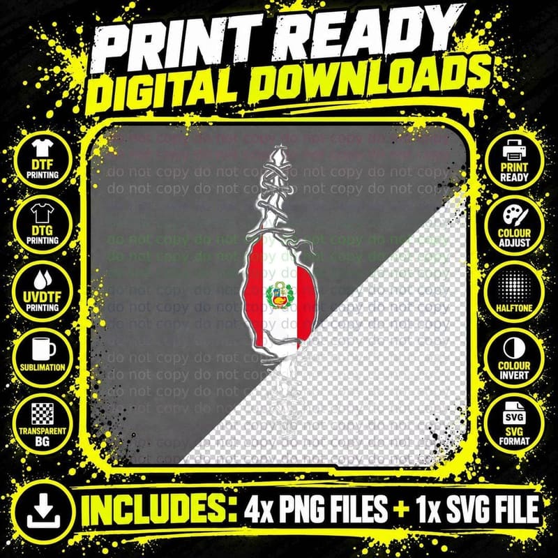 Proud Peruvian Nationality Peru Flag Patriotic Gift Png SVG Digital Bundle
