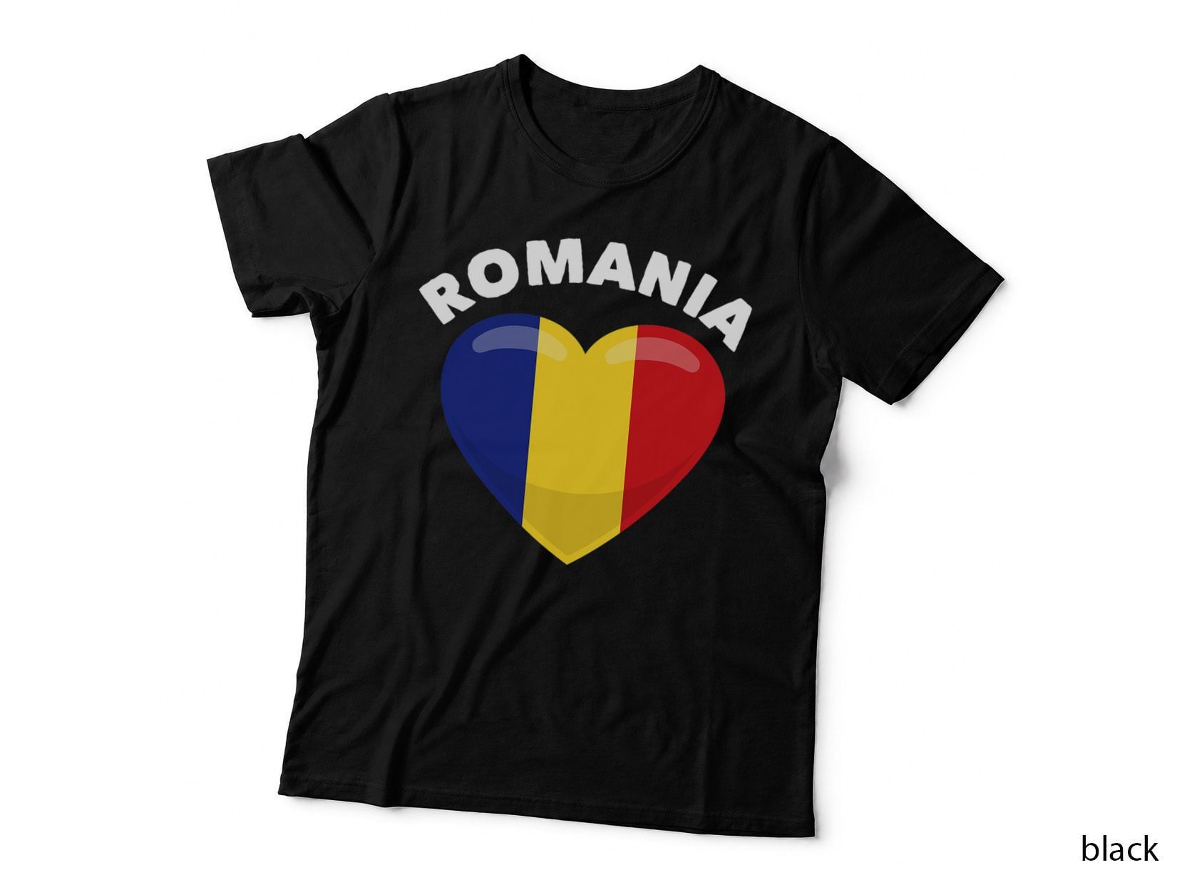 Romaninan Nationality Patriotic Heart Flag T-Shirt