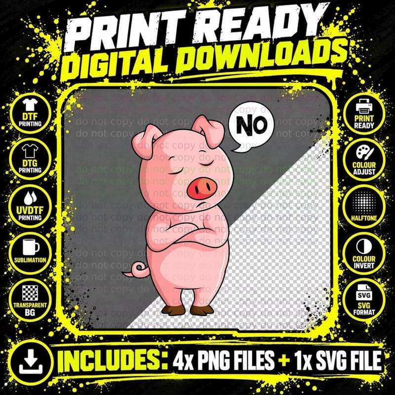 Stubborn Pig Lover Swine Women Kids Girls Boys T-Shirt Png SVG Digital Bundle