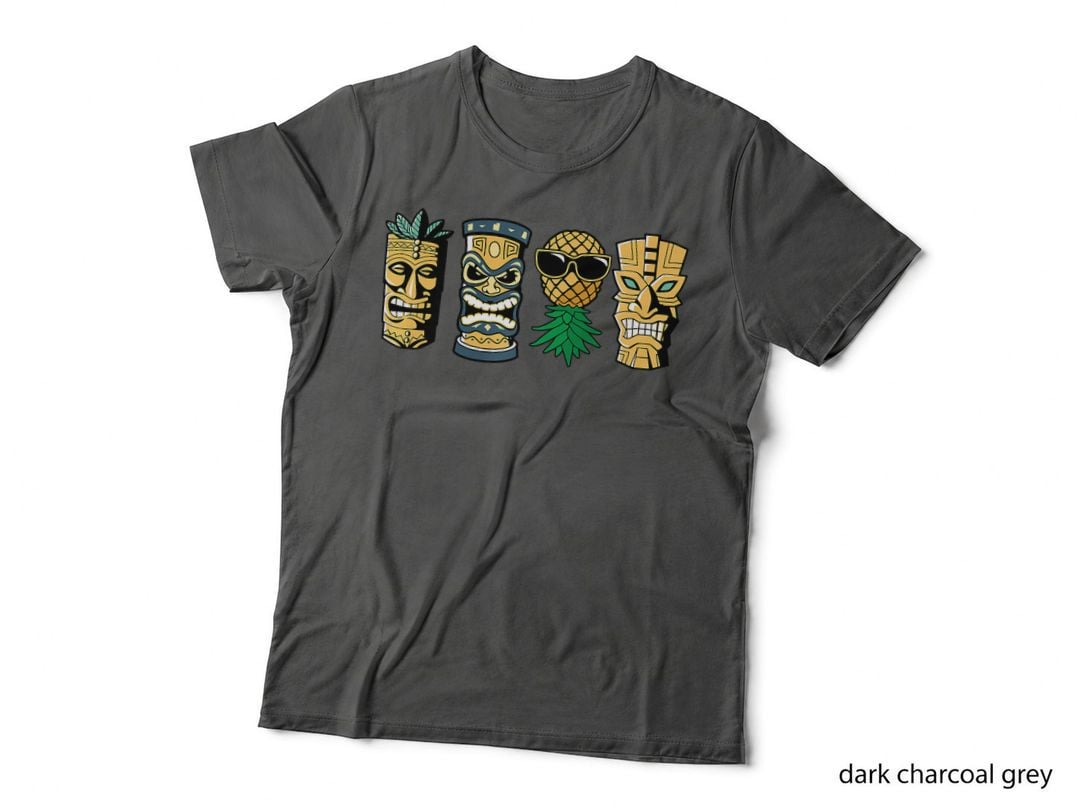 Tiki Statues and Upside Down Pineapple for Swingers Couples T-Shirt