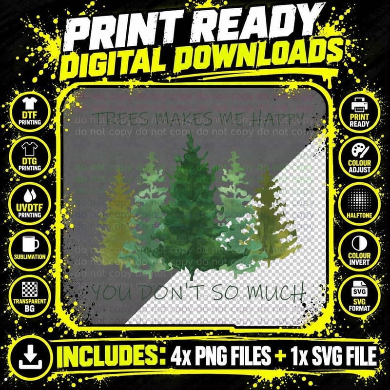 Trees Hugger Tree Lover Happy Nature Friend T-Shirt Png SVG Digital Bundle