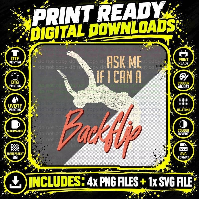 Ask Me If I Can a Backflip Parkour Jump Free Running Png SVG Digital Bundle