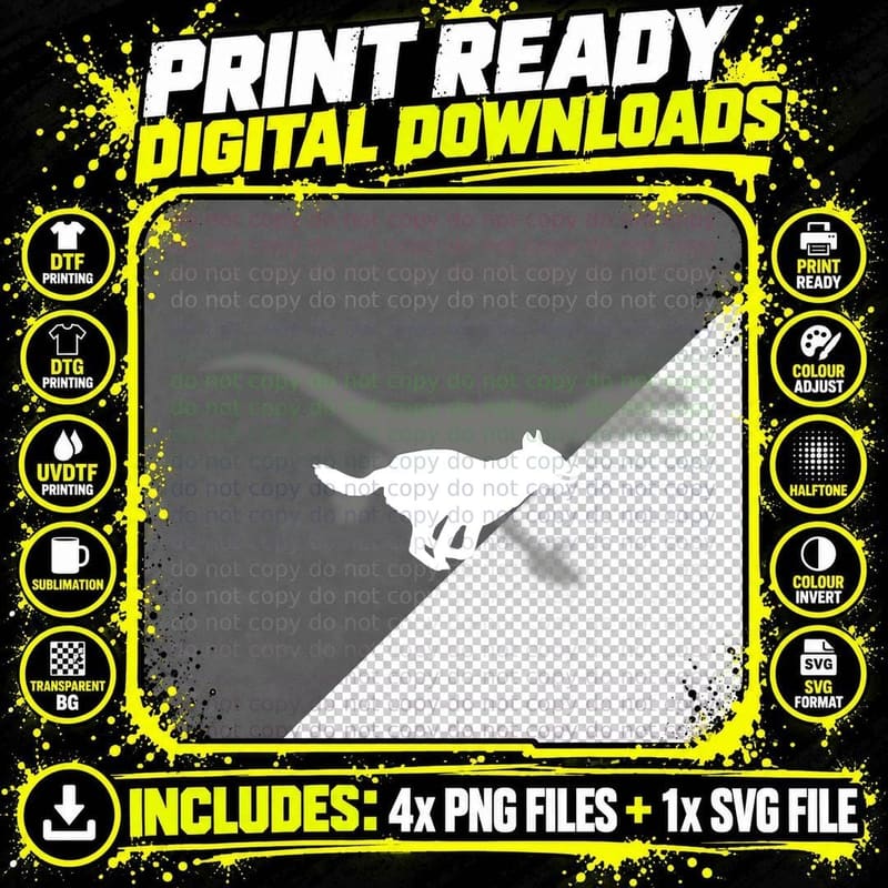Belgian Malinois Velociraptor Maliraptor Running Shadow Png SVG Digital Bundle