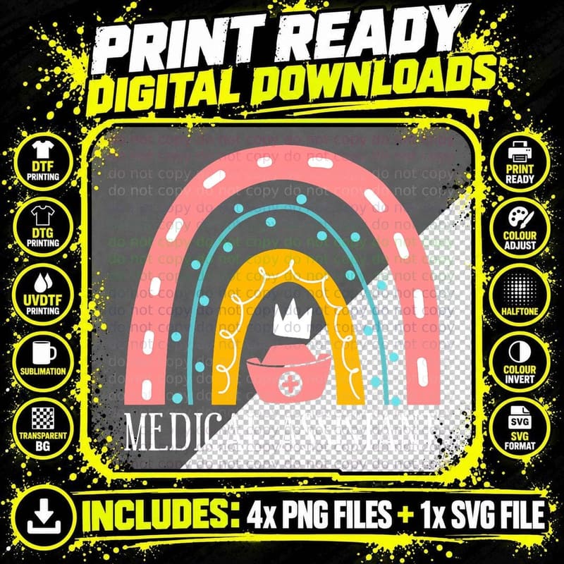 Certified Medical Assistant Rainbow CMA T-Shirt Png SVG Digital Bundle
